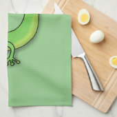 Linge De Cuisine Caricature de lézard de gecko vert mou (Quart Plié)