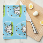 Linge De Cuisine Caricature de moutons mignons amis et papillons (Quart Plié)