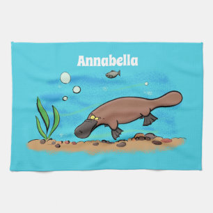 Linge De Cuisine Caricature de natation de Cute platypus