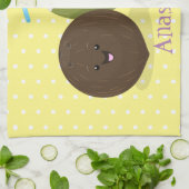 Linge De Cuisine Caricature de noix de coco kawaii joyeux (Plié)