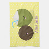 Linge De Cuisine Caricature de noix de coco kawaii joyeux (Vertical)