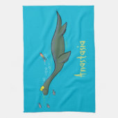 Linge De Cuisine Caricature de plesiosaure, monstre marin mignon et (Vertical)