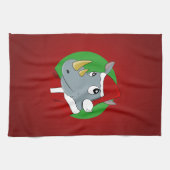 Linge De Cuisine Caricature de rhinocéros de Noël (Horizontal)
