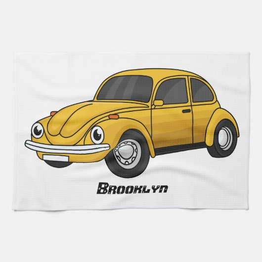 Linge De Cuisine Caricature de voiture classique (Horizontal)