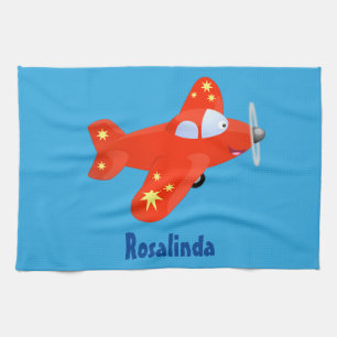 Linge De Cuisine Caricature de vol d'avion rouge mignon