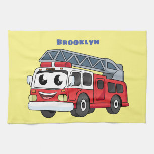 Linge De Cuisine Caricature du moteur de feu joyeux