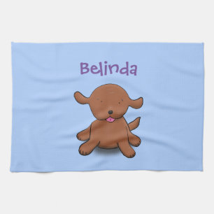 Linge De Cuisine Caricature en bleu pour chien de chiot joyeux