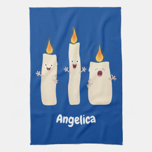 Linge De Cuisine Caricature en trois chandelles mignonnes