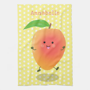 Linge De Cuisine Caricature jaune mangue mignonne