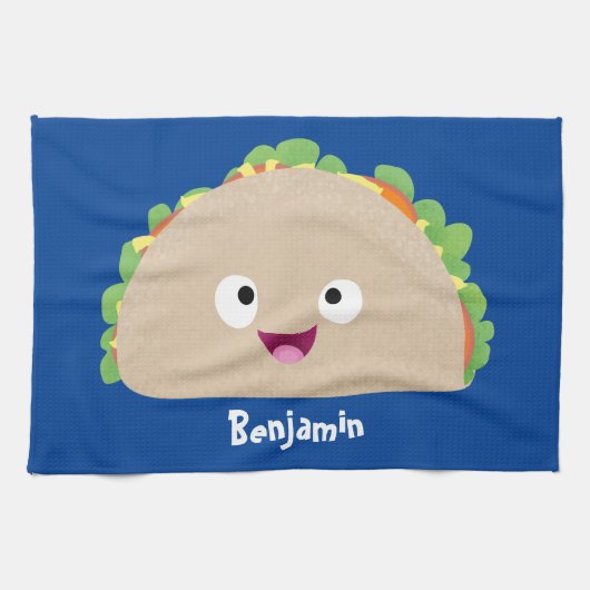 Linge De Cuisine Caricature joli sourire taco dessin animé (Horizontal)
