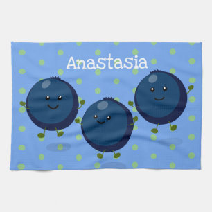 Linge De Cuisine Caricature mignonne de bleuets violets