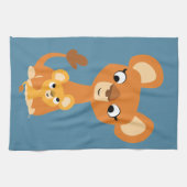 Linge De Cuisine Caricature mignonne Mère Lion et Cub (Horizontal)