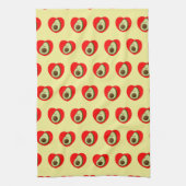 Linge De Cuisine Caricature Vert De L'Avocado Dans Le Coeur Rouge (Vertical)