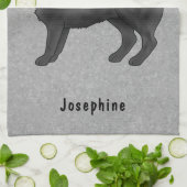 Linge De Cuisine Carlin noir mignon chien de dessin avec nom person (Plié)