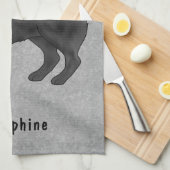 Linge De Cuisine Carlin noir mignon chien de dessin avec nom person (Quart Plié)