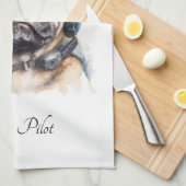 Linge De Cuisine Carlin Pet Pilot personnalisable (Quart Plié)