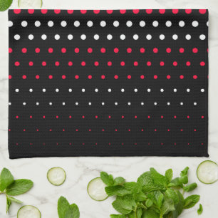Linge De Cuisine Carmine rouge et blanc Polka point