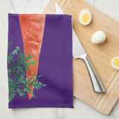 Linge De Cuisine Carottes d'aquarelle violet (Quart Plié)