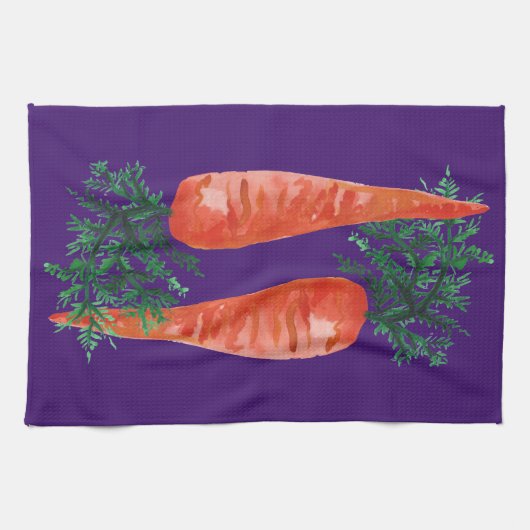 Linge De Cuisine Carottes d'aquarelle violet (Horizontal)