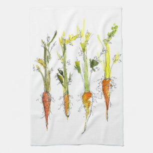 Linge De Cuisine Carottes Légumes Jardin Illustration Cuisine Art