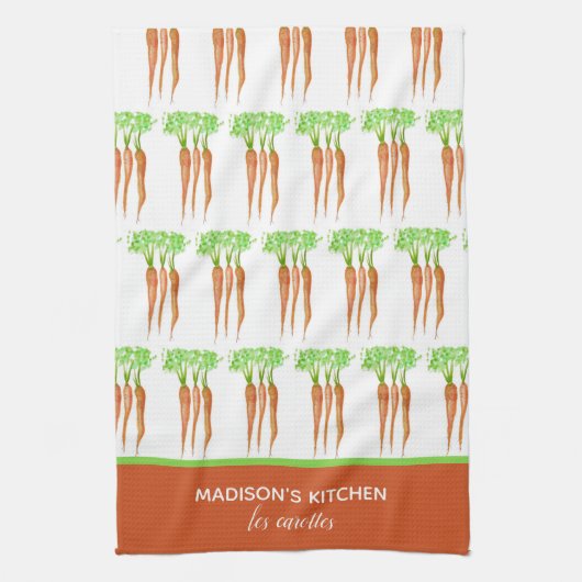 Linge De Cuisine Carottes Rustiques Français Personnalisées (Vertical)