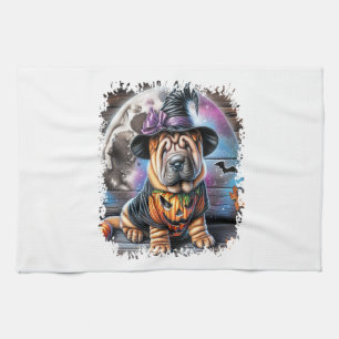 Linge De Cuisine Carré de Halloween de chien Shar Pei