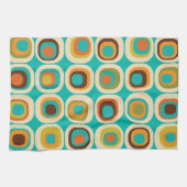 Linge De Cuisine Carré empilé milieu de siècle Turquoise, vert, ora (Horizontal)