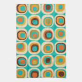 Linge De Cuisine Carré empilé milieu de siècle Turquoise, vert, ora (Vertical)