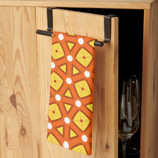 Linge De Cuisine Carré orange et triangle motif rétro naïf