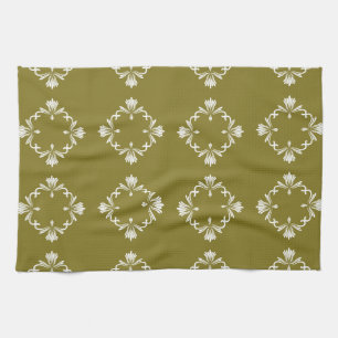 Linge De Cuisine Carreau de décoration florale vert olive