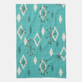 Linge De Cuisine Carreau du milieu du siècle Starbursts Turquoise (Vertical)