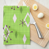 Linge De Cuisine Carreau du milieu du siècle Starburts Chartreuse (Quart Plié)