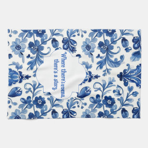 Linge De Cuisine Carreau floral bleu portugais vintage