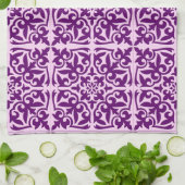 Linge De Cuisine Carreau marocain - violet et orchidée (Plié)