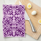 Linge De Cuisine Carreau marocain - violet et orchidée (Quart Plié)