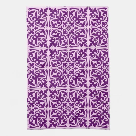 Linge De Cuisine Carreau marocain - violet et orchidée (Vertical)