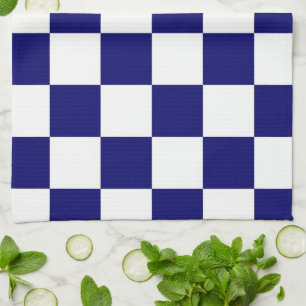 Linge De Cuisine Carreaux Bleu Marine et Blanc