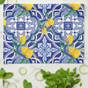 Linge De Cuisine Carreaux bleus, Carreaux méditerranéens, majolica 
