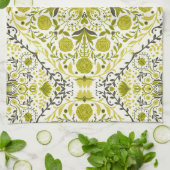 Linge De Cuisine Carreaux de fleurs en vert (Plié)