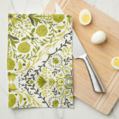 Linge De Cuisine Carreaux de fleurs en vert (Quart Plié)