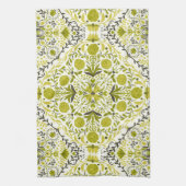 Linge De Cuisine Carreaux de fleurs en vert (Vertical)