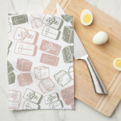 Linge De Cuisine Carreaux de Mahjong et dés rose et vert (Quart Plié)