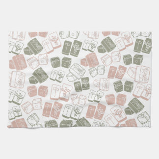 Linge De Cuisine Carreaux de Mahjong et dés rose et vert