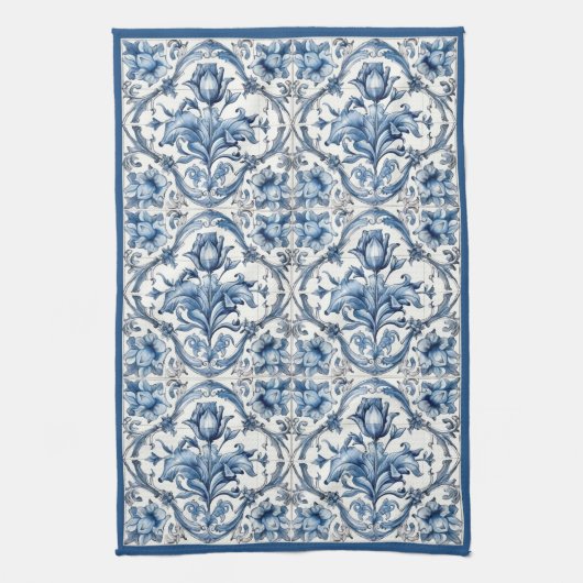 Linge De Cuisine Carreaux de poterie Hollande Bleu et Blanc (Vertical)