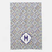 Linge De Cuisine Carreaux d'ornement vintages Monogramme (Vertical)