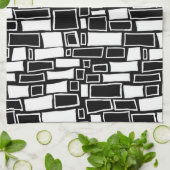 Linge De Cuisine Carreaux géométriques noirs blancs Abstraits (Plié)