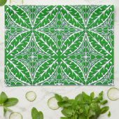 Linge De Cuisine Carreaux marocains - vert émeraude et blanc (Plié)