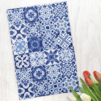 Carreaux Motif bleu blanc aquarelle