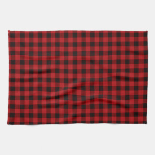 Linge De Cuisine Carreaux rouges et noirs classiques