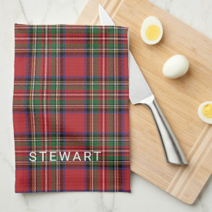 Linge De Cuisine Carreaux Rustique Rouge et Vert Stewart Tartan